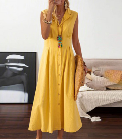 Damen ärmelloses Midikleid mit Faltenrock