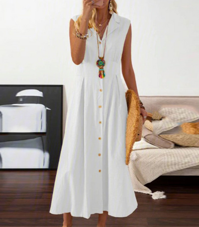 Damen ärmelloses Midikleid mit Faltenrock