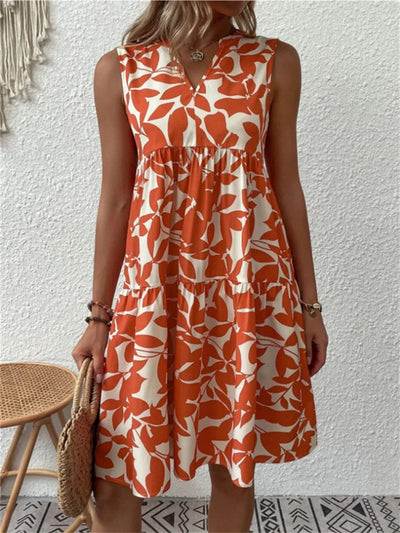 Damen-Sommerkleid mit Blätterprint