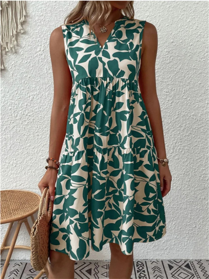 Damen-Sommerkleid mit Blätterprint