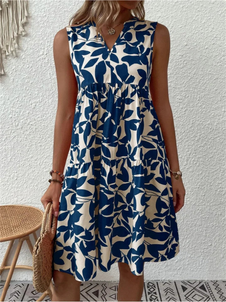 Damen-Sommerkleid mit Blätterprint