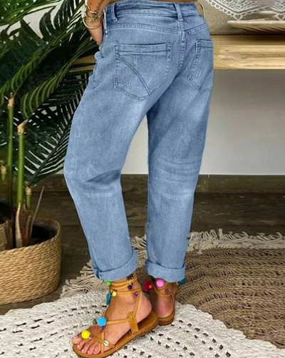 Damen-Jeans aus Denim mit Knopfverschluss