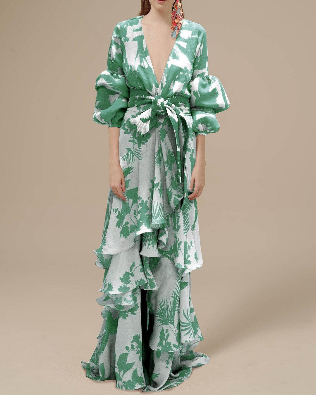 Damen Maxikleid mit Bindegürtel