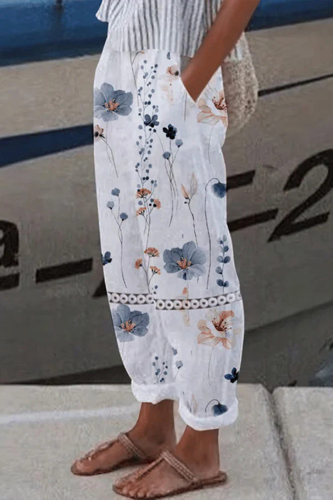 Gedruckte Hose mit Umschlägen für Damen