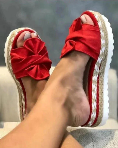 Damen Sandalen mit offener Spitze und Plateaukeilsohle