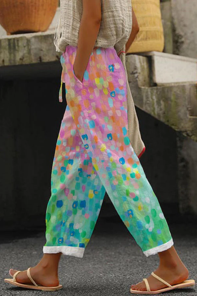 Gedruckte Hose mit Umschlägen für Damen