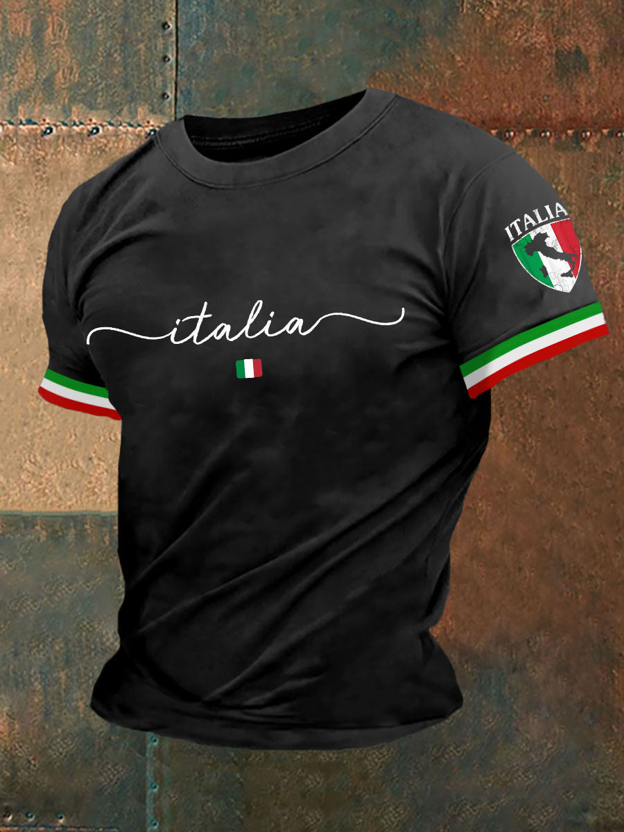 Herren T-Shirt mit “Italia” Schriftzug – Schlichtes Design aus Baumwollmischung
